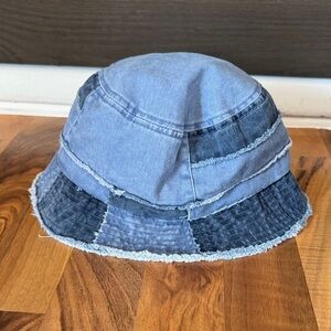 David and young Patchwork Denim Bucket sun Hat